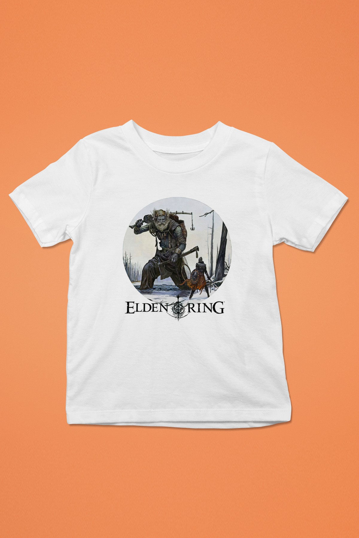 Elden Ring Baskılı Beyaz Unisex Beyaz Çocuk Tişört - Tshirt