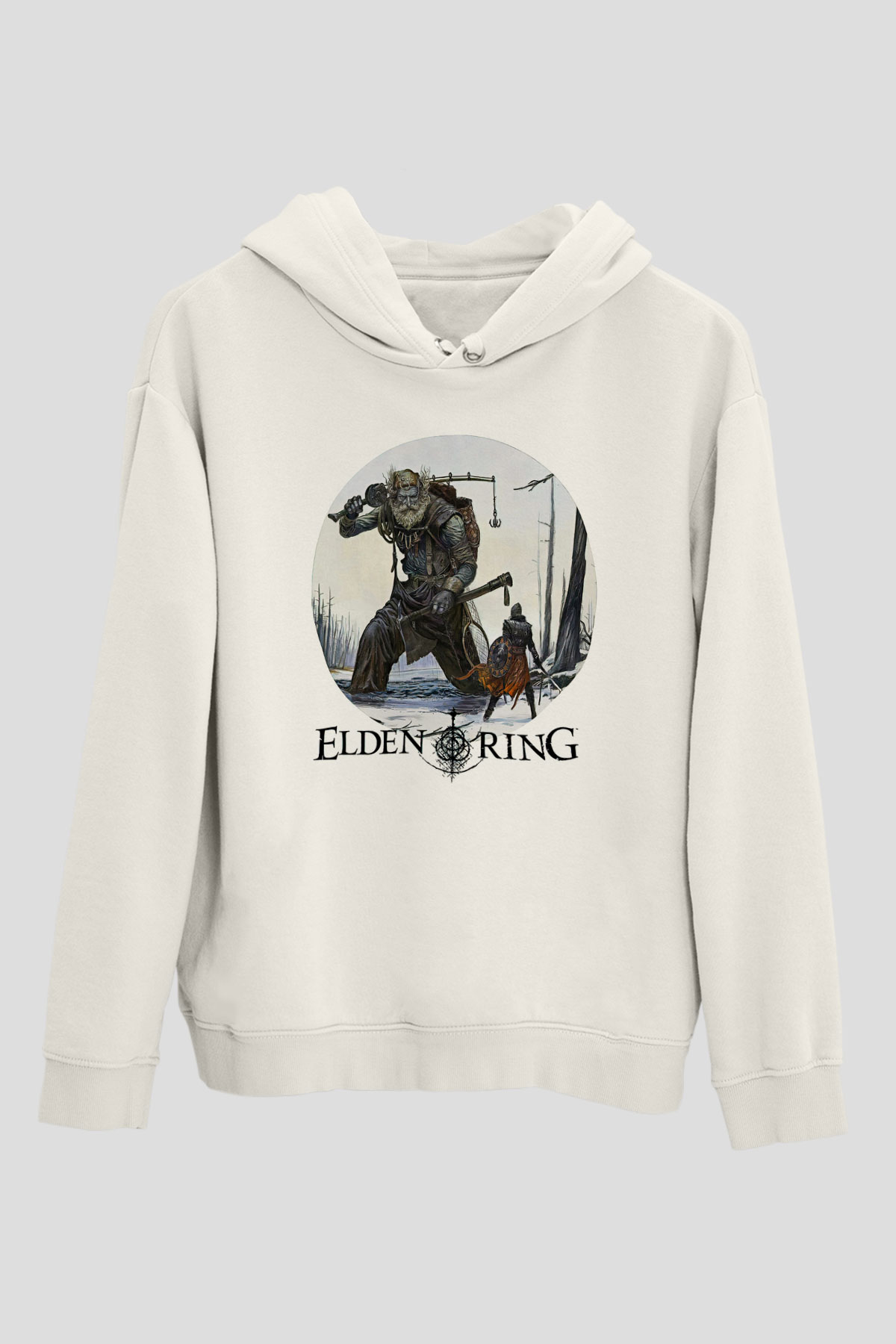 Elden Ring Baskılı Beyaz Unisex Kapüşonlu Sweatshirt