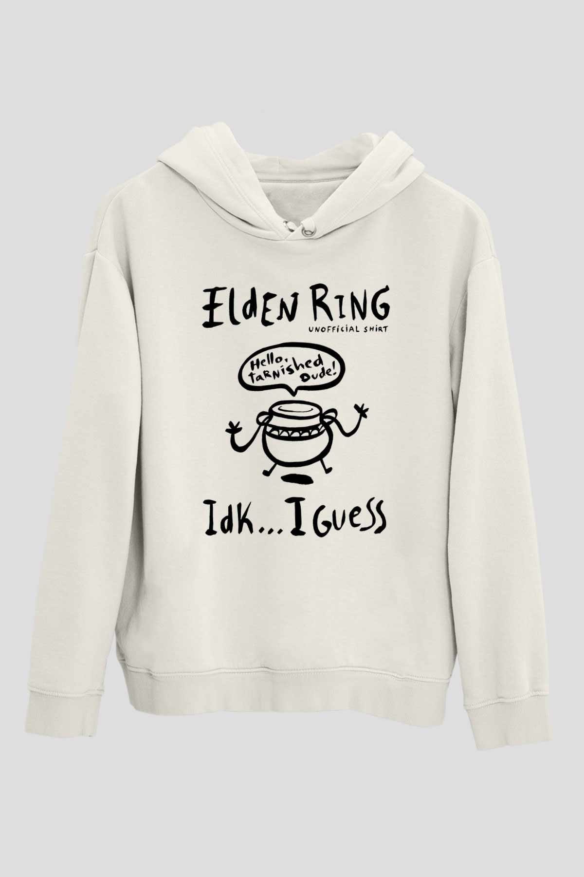 Elden Ring Baskılı Beyaz Unisex Kapüşonlu Sweatshirt