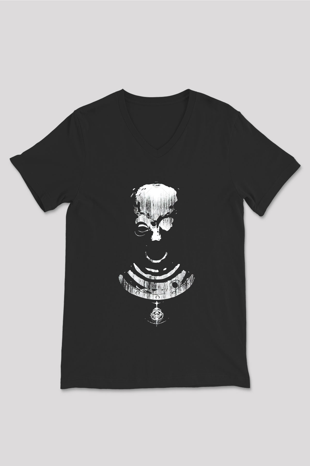 Elden Ring Baskılı Unisex Siyah V Yaka Tişört - Tshirt