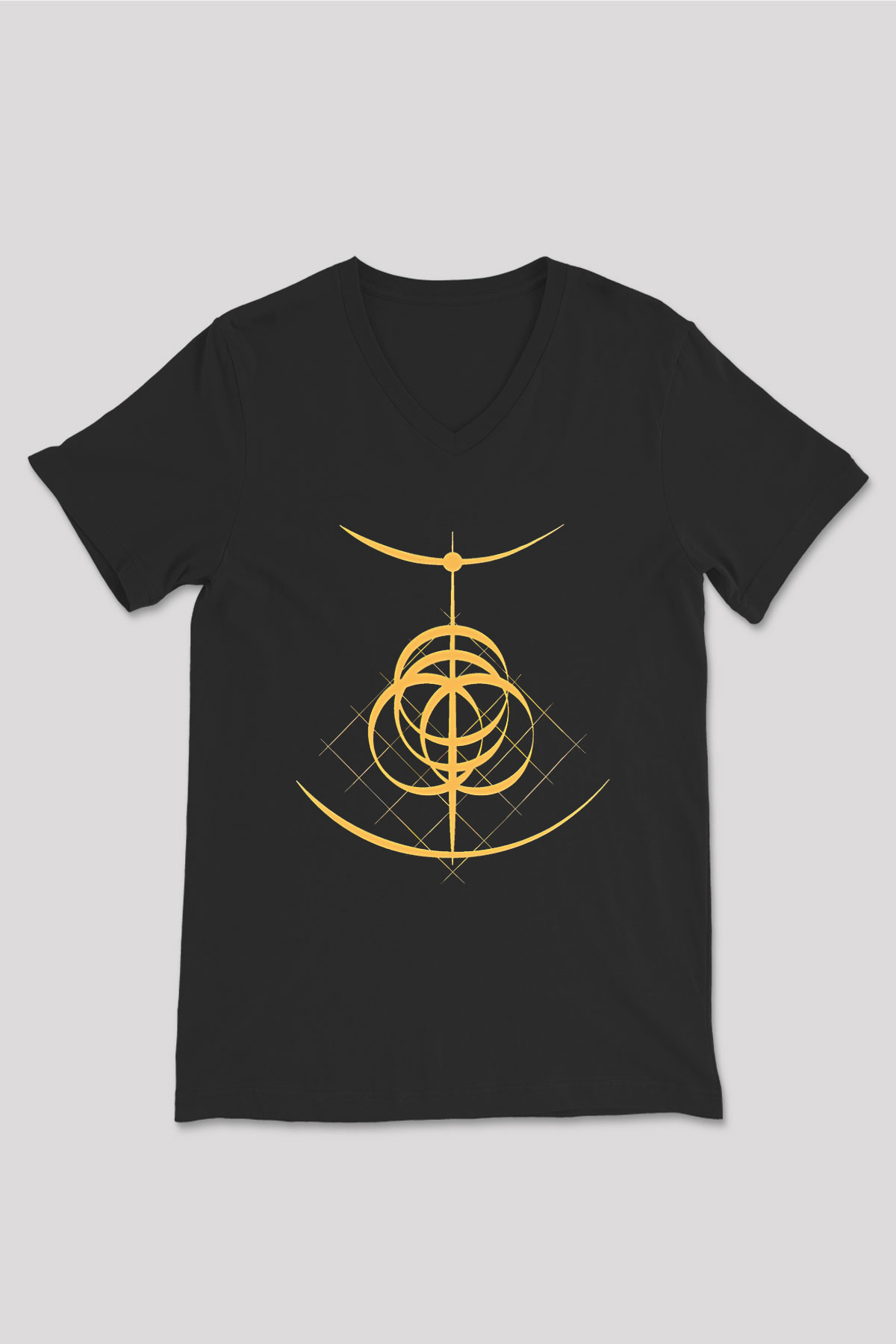 Elden Ring Baskılı Unisex Siyah V Yaka Tişört - Tshirt