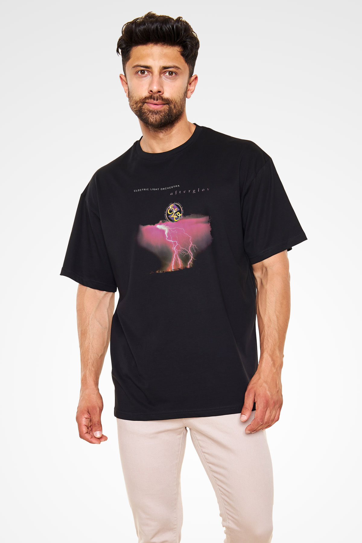 Electric Light Orchestra Baskılı Unisex Siyah Oversize Tişört