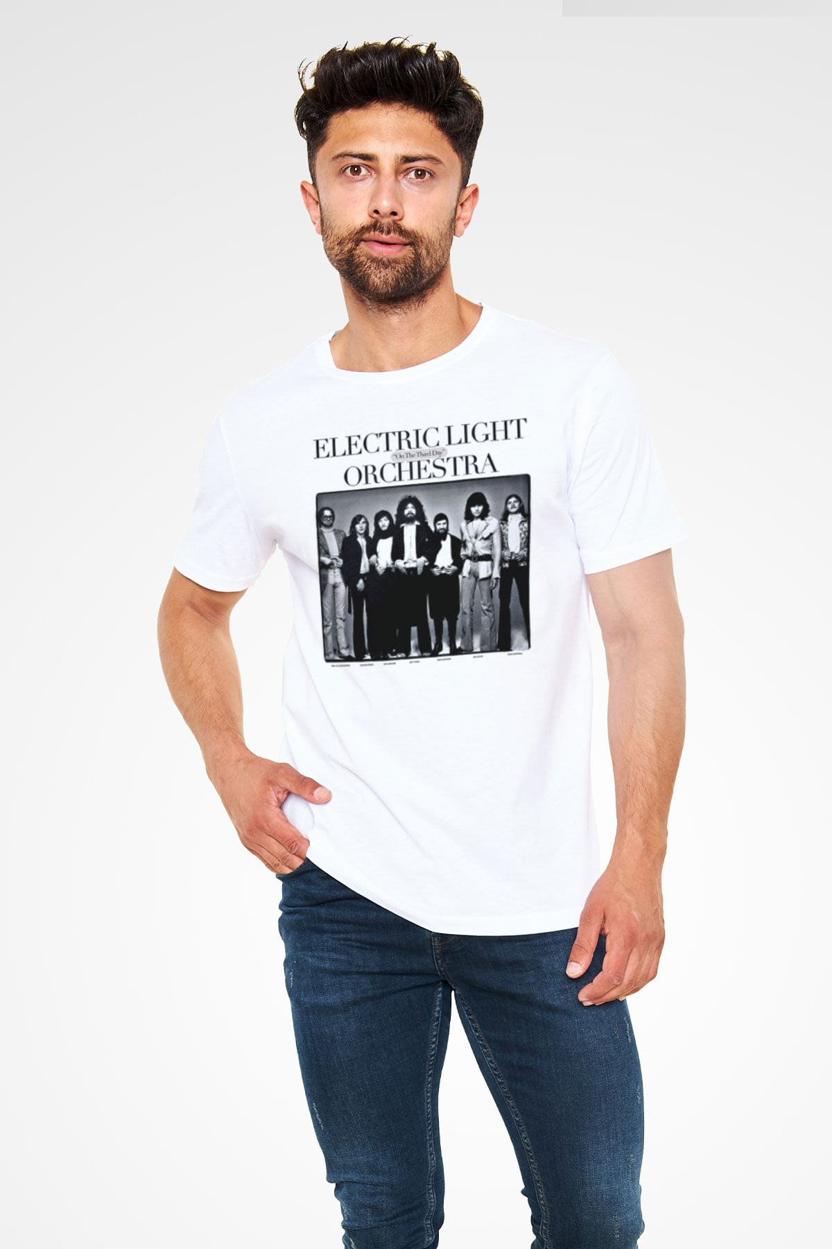 Electric Light Orchestra Baskılı Unisex Beyaz Tişört