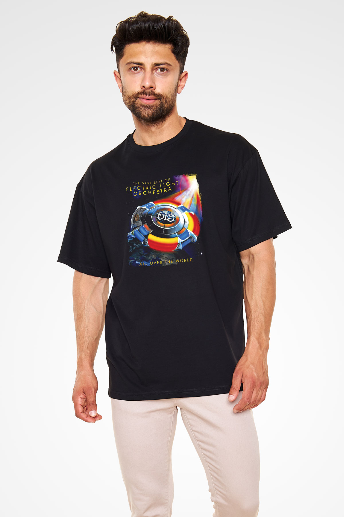 Electric Light Orchestra Baskılı Unisex Siyah Oversize Tişört