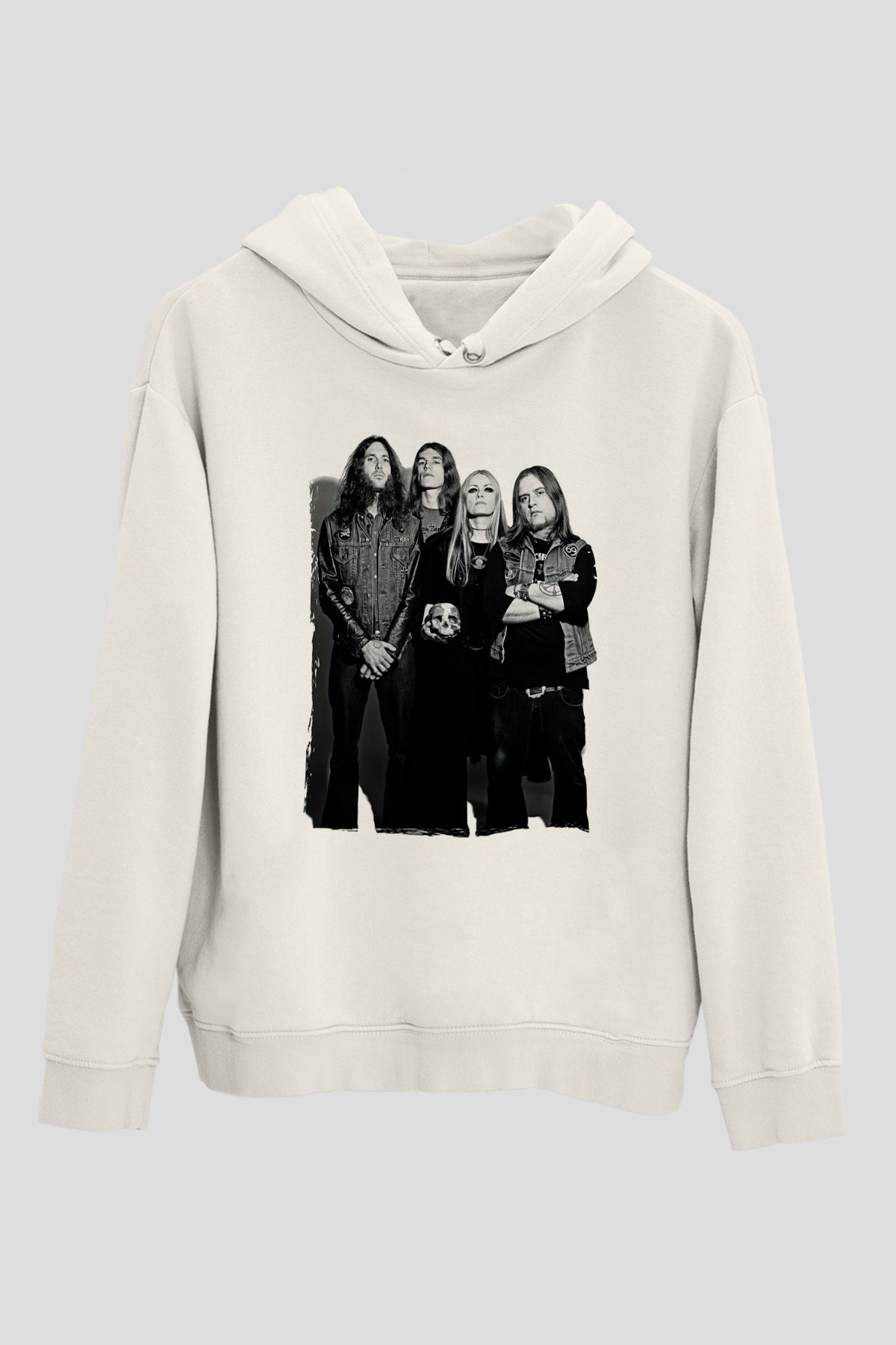 Electric Wizard Baskılı Beyaz Unisex Kapüşonlu Sweatshirt