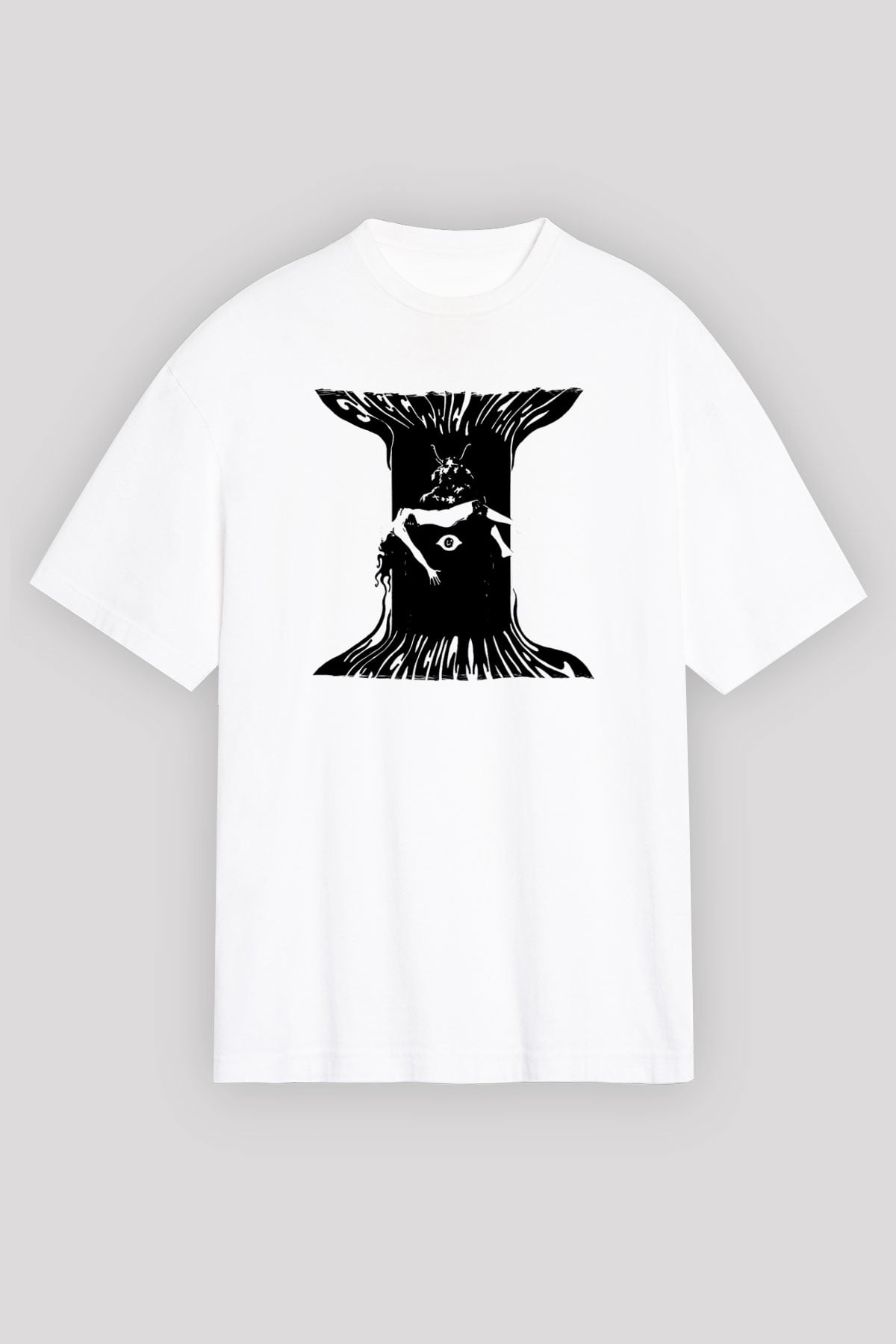 Electric Wizard Baskılı Beyaz Unisex Oversize Tişört - Tshirt
