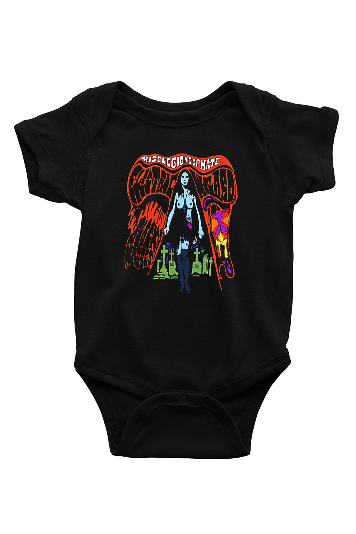 Electric Wizard Baskılı Unisex Siyah Bebek Body - Zıbın