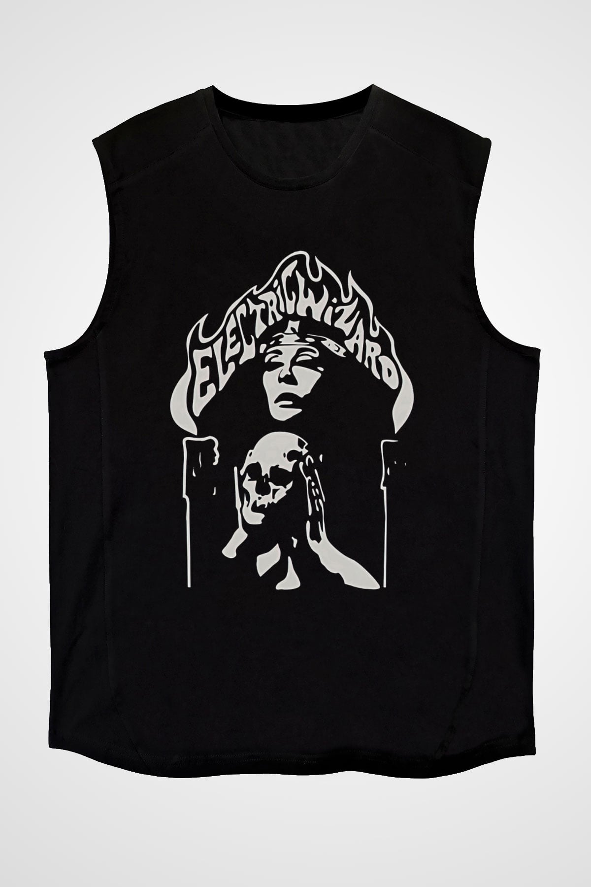 Electric Wizard Baskılı Unisex Siyah Kolsuz Tişört - Tshirt