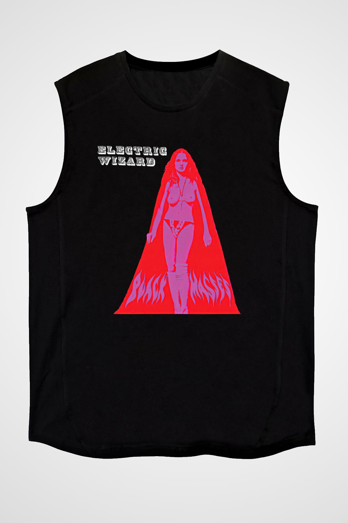 Electric Wizard Baskılı Unisex Siyah Kolsuz Tişört - Tshirt