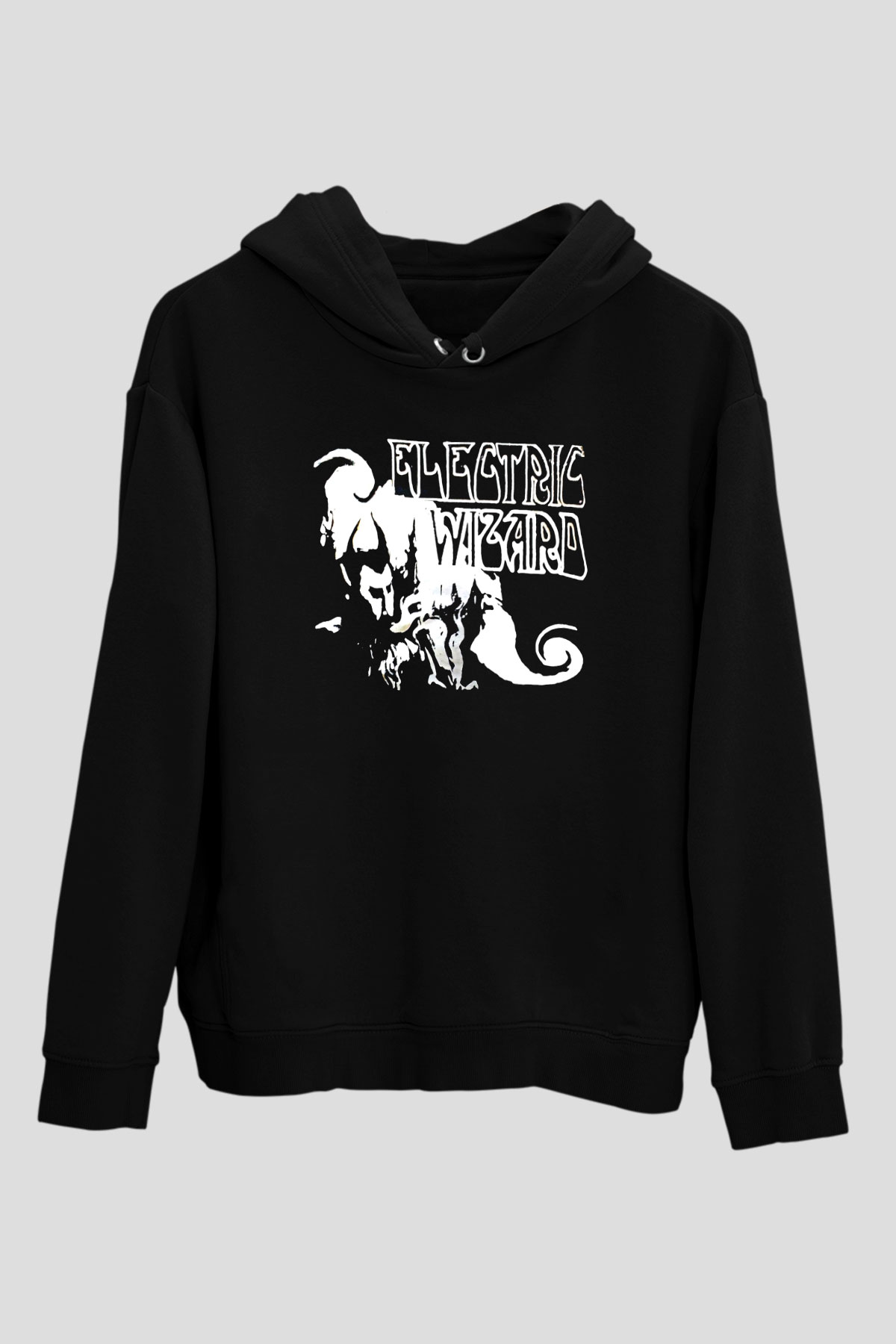 Electric Wizard Baskılı Unisex Siyah Kapüşonlu Sweatshirt