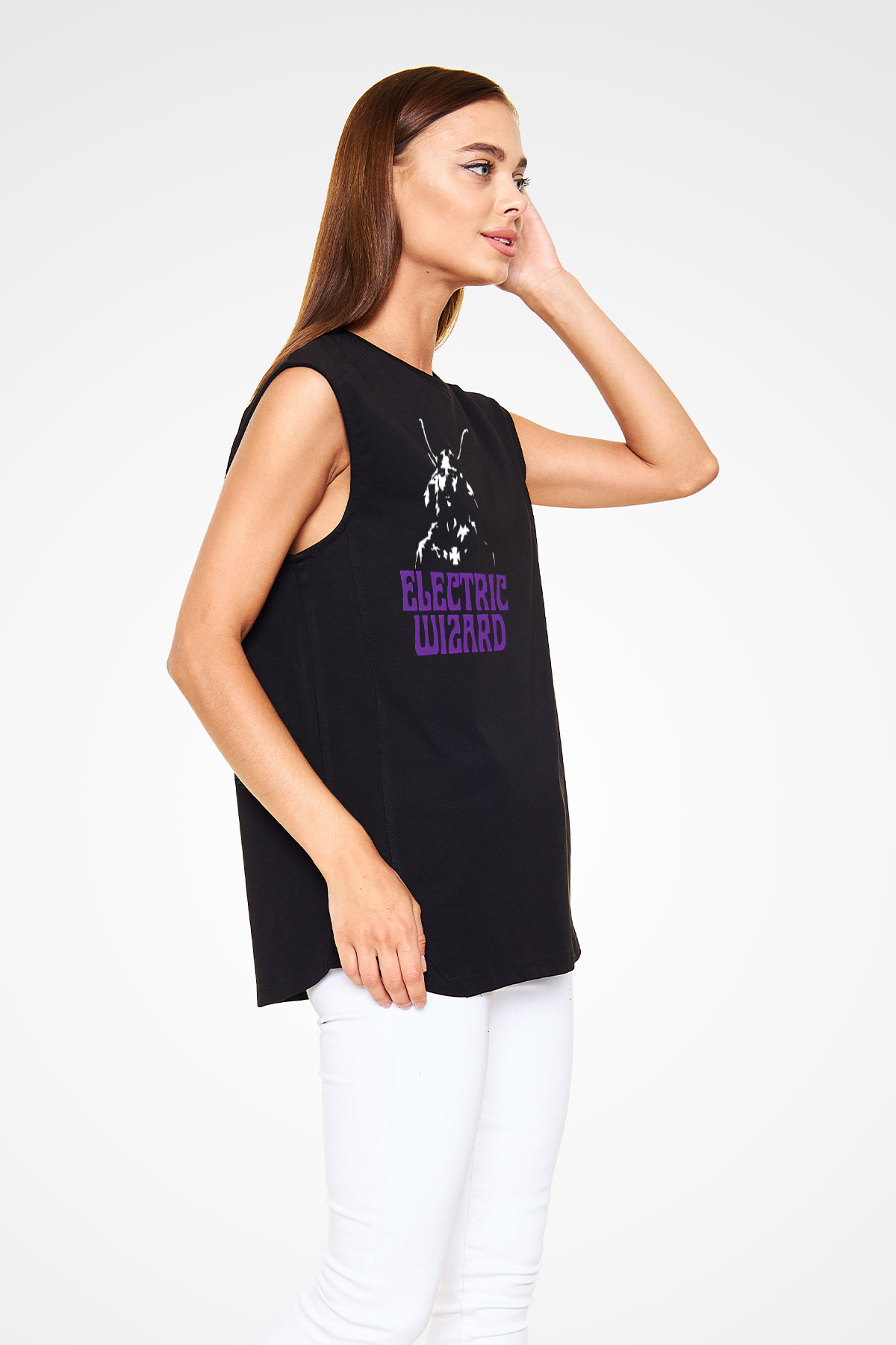 Electric Wizard Baskılı Unisex Siyah Kolsuz Tişört - Tshirt