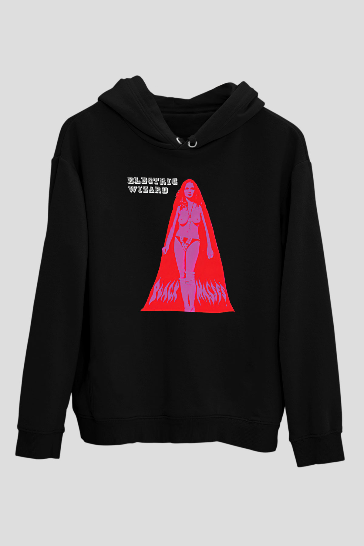 Electric Wizard Baskılı Unisex Siyah Kapüşonlu Sweatshirt