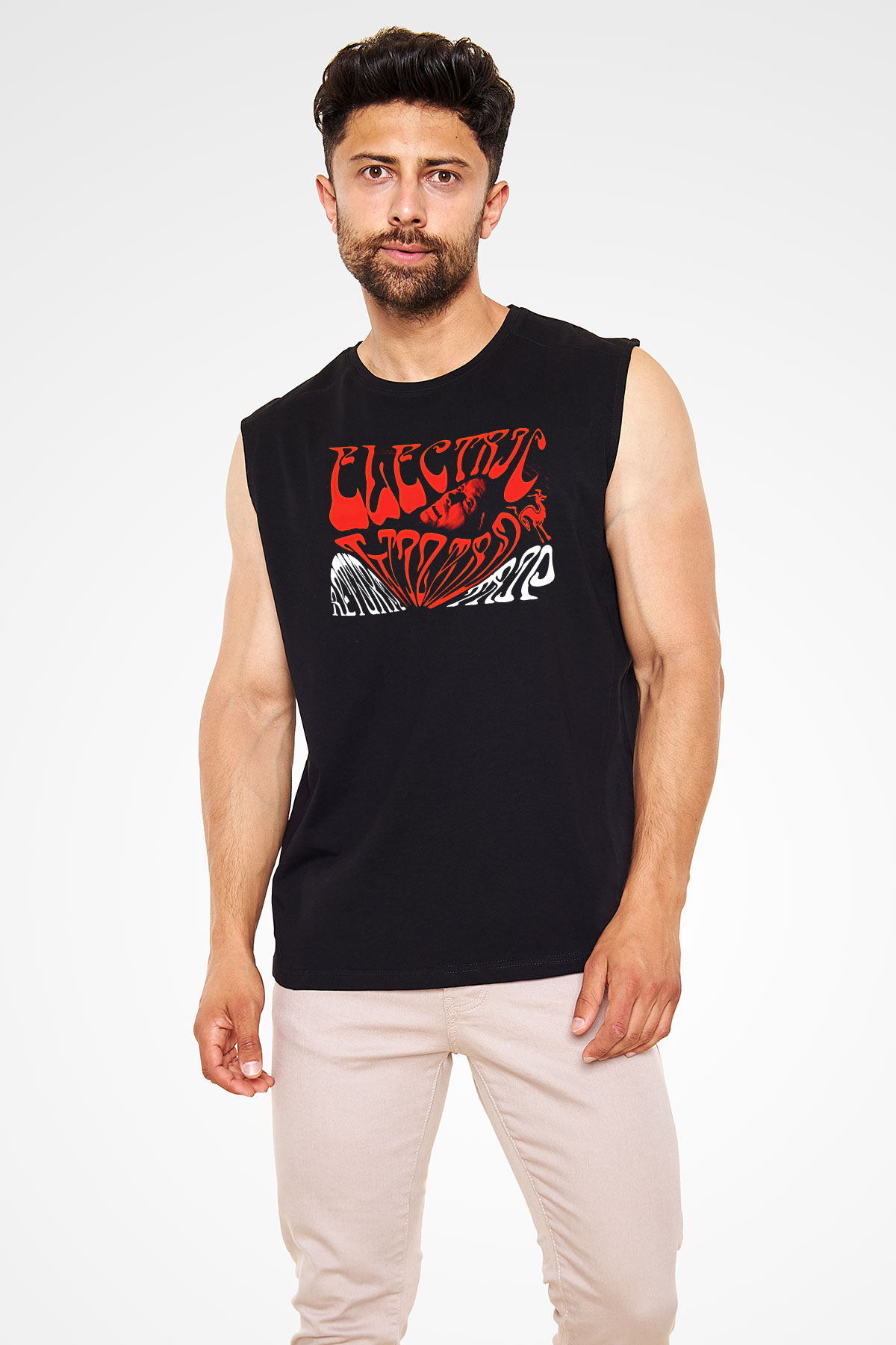 Electric Wizard Baskılı Unisex Siyah Kolsuz Tişört - Tshirt