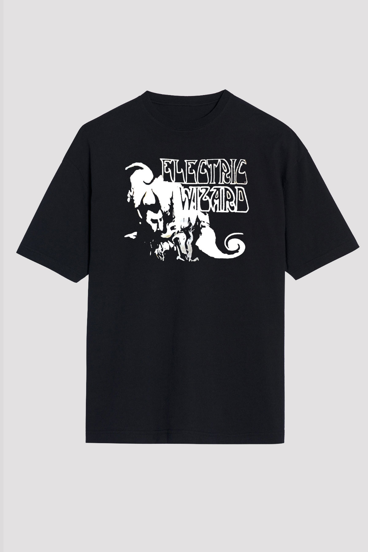 Electric Wizard Baskılı Unisex Siyah Oversize Tişört - Tshirt