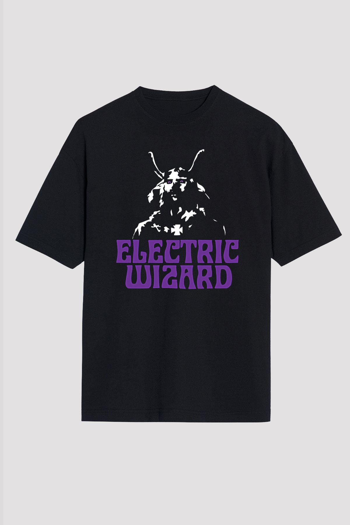 Electric Wizard Baskılı Unisex Siyah Oversize Tişört - Tshirt