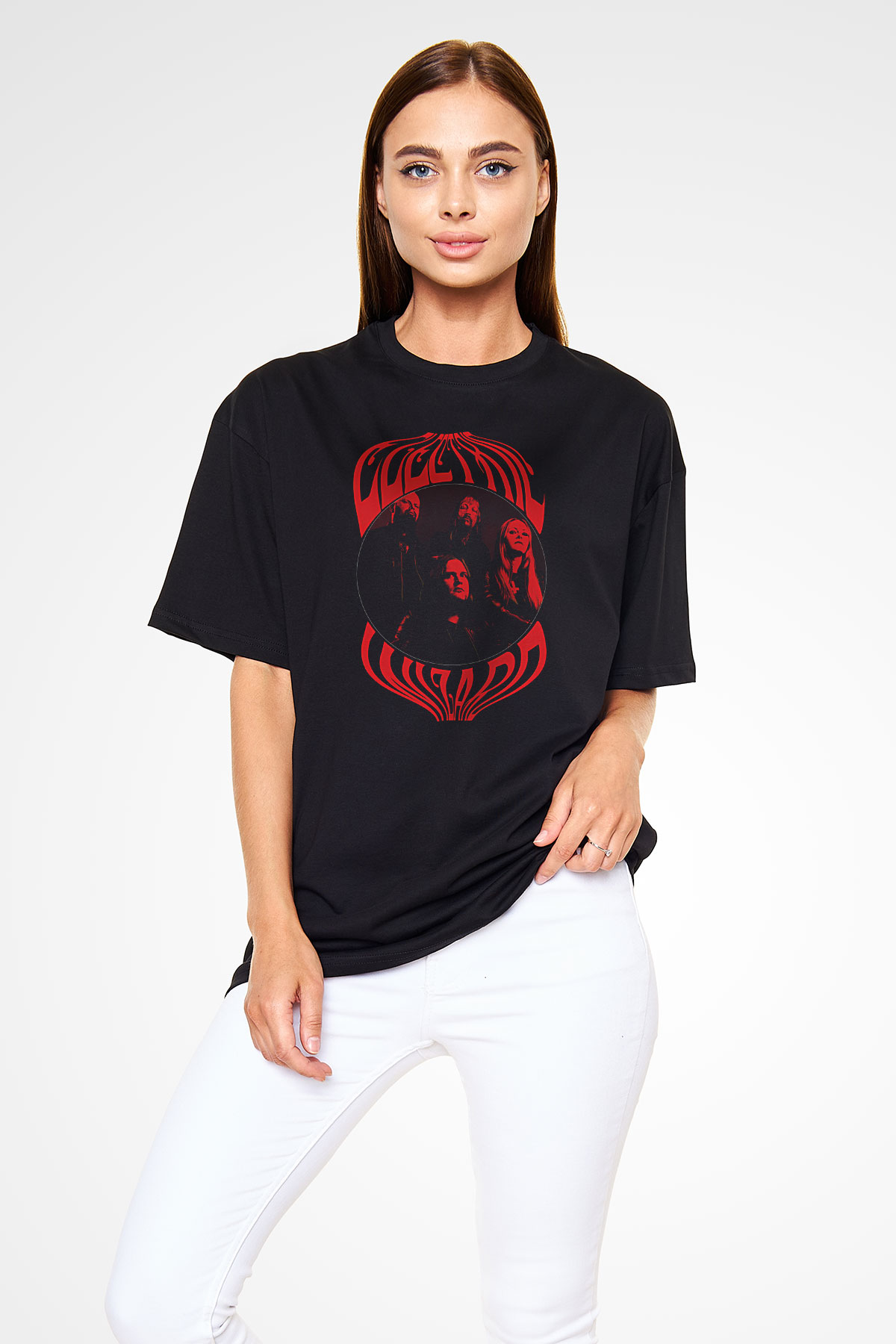 Electric Wizard Baskılı Unisex Siyah Oversize Tişört - Tshirt