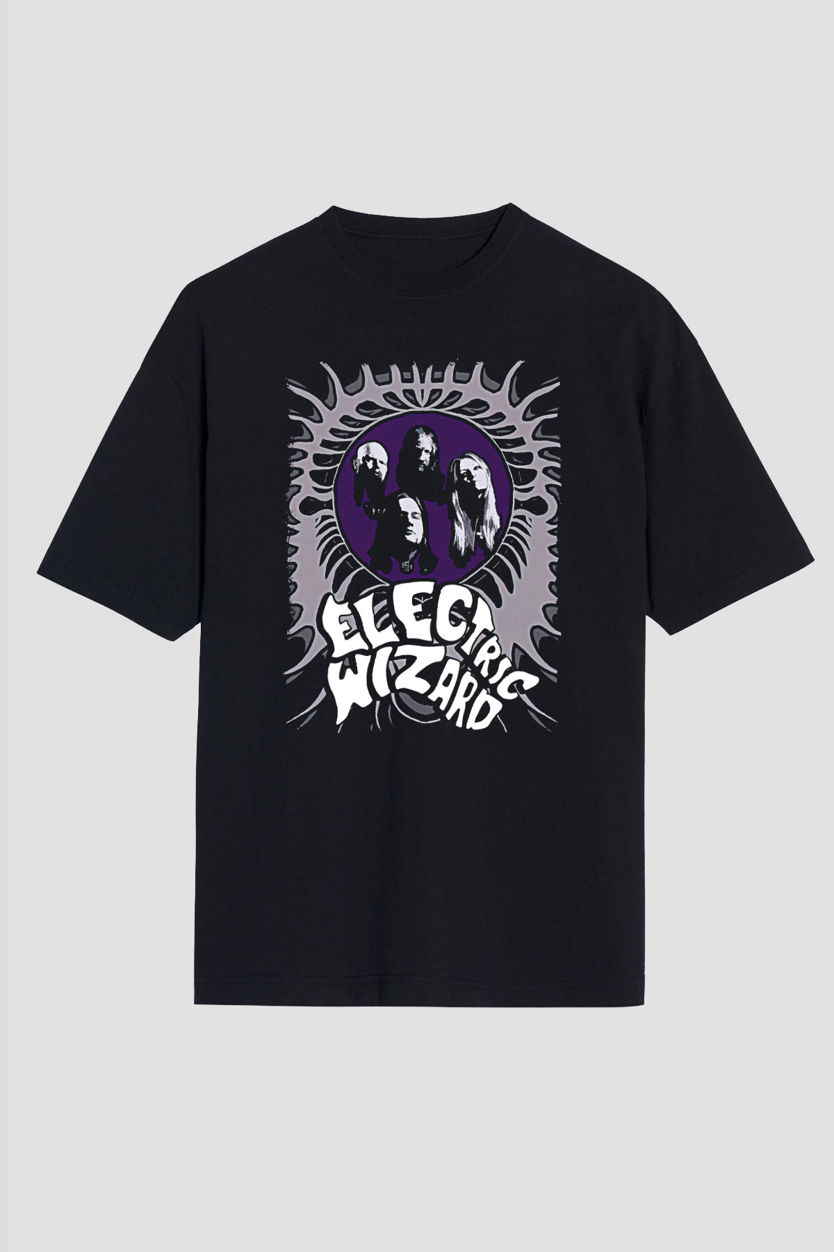 Electric Wizard Baskılı Unisex Siyah Oversize Tişört - Tshirt