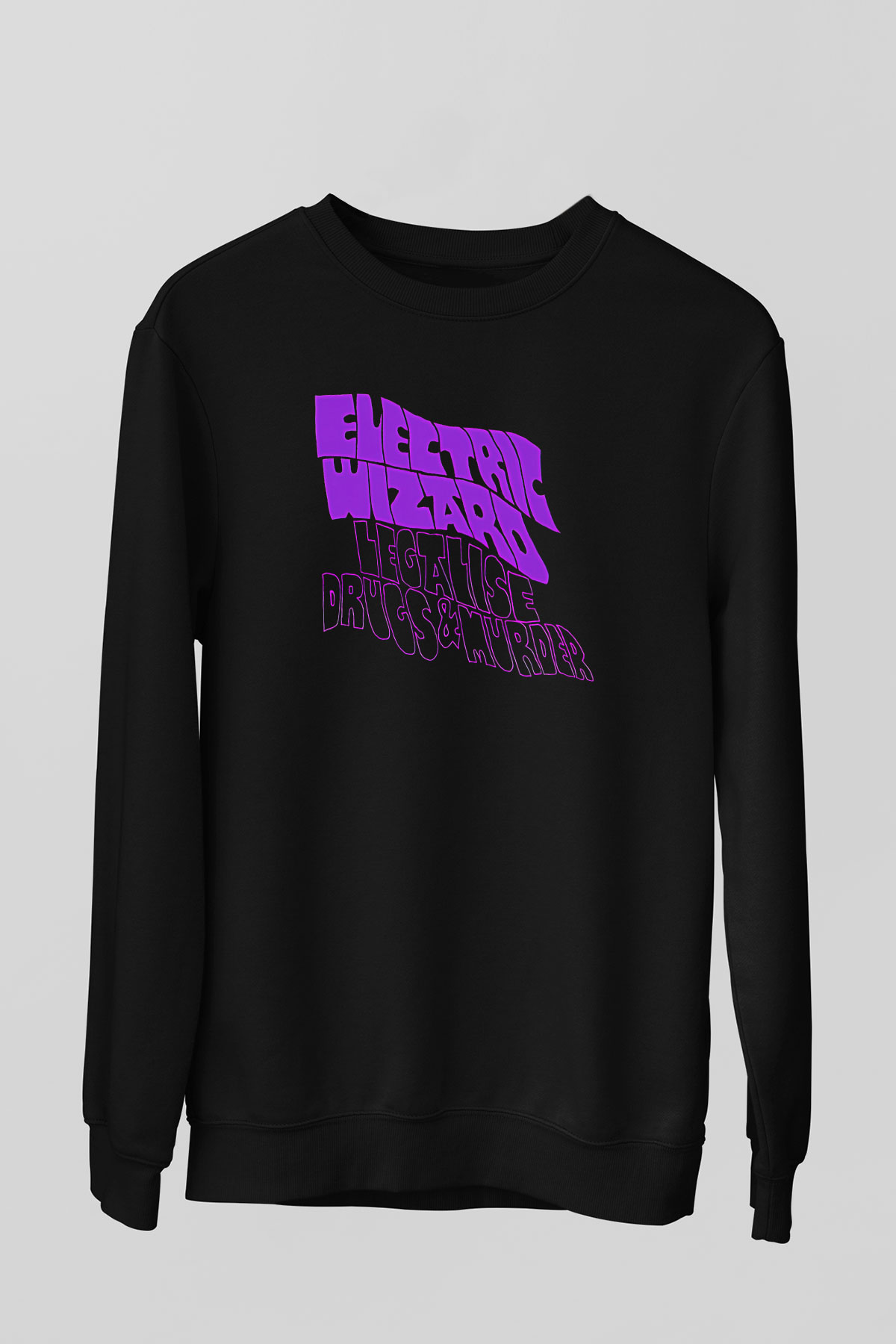 Electric Wizard Baskılı Unisex Siyah Sweatshirt