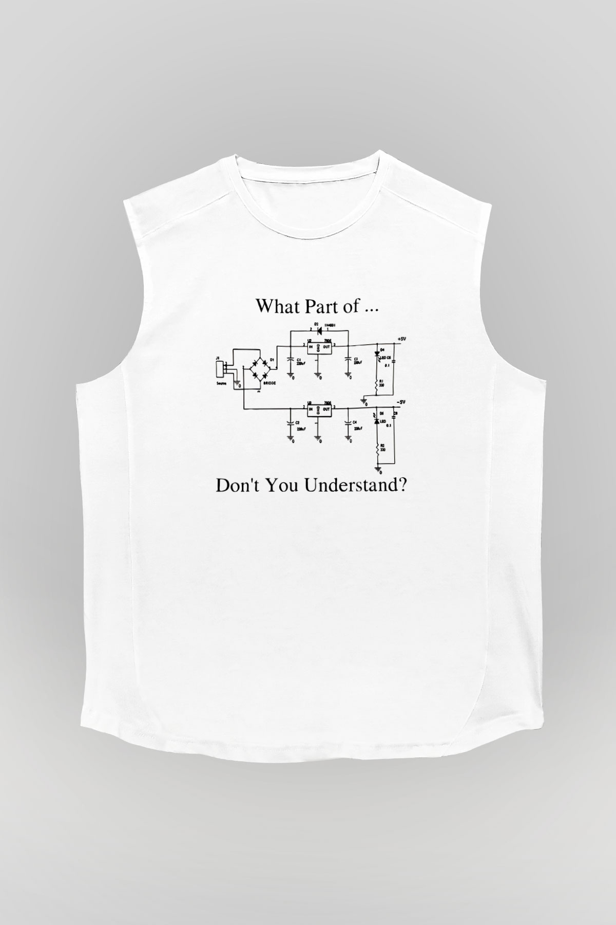 Elektrik Mühendis Baskılı Unisex Kolsuz Beyaz Tişört - Tshirt