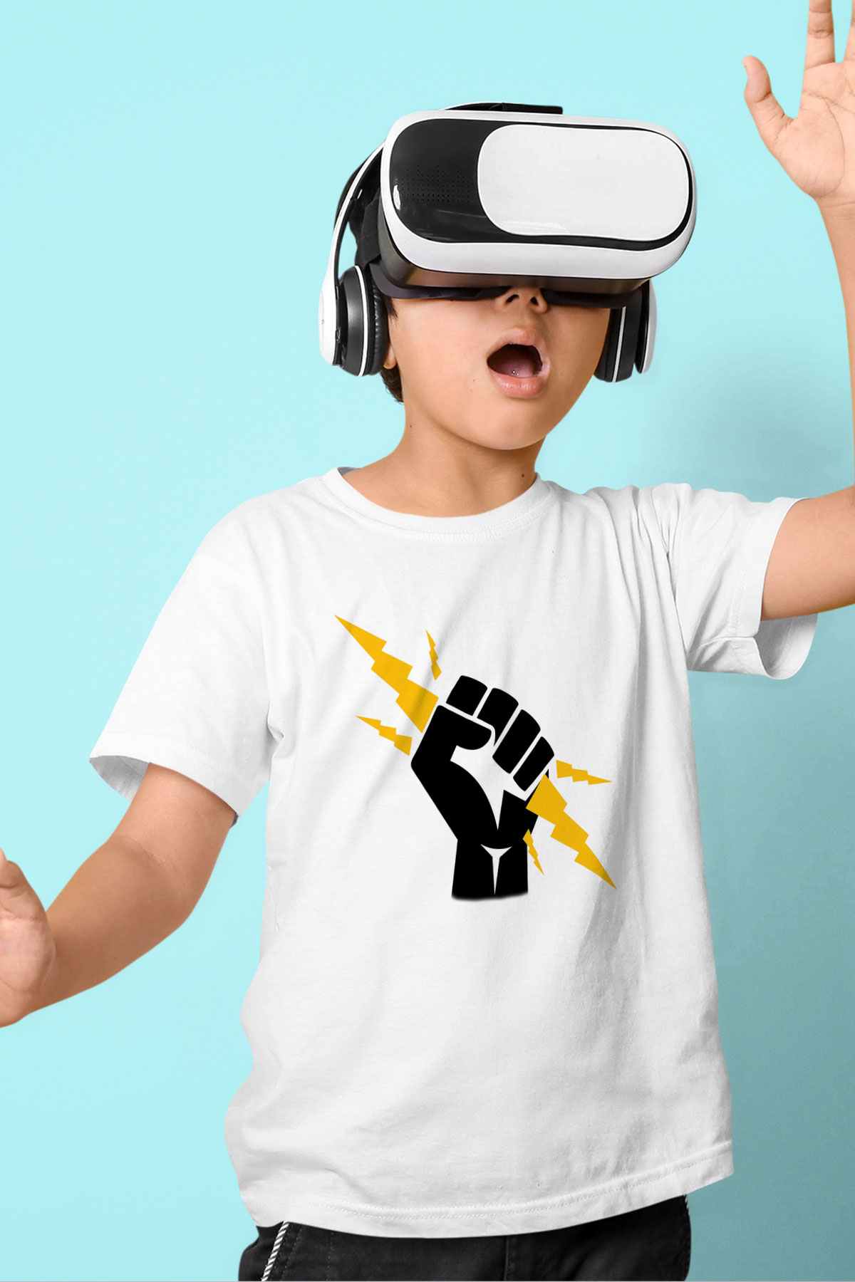 Elektrikçi Baskılı Beyaz Unisex Çocuk Tişört