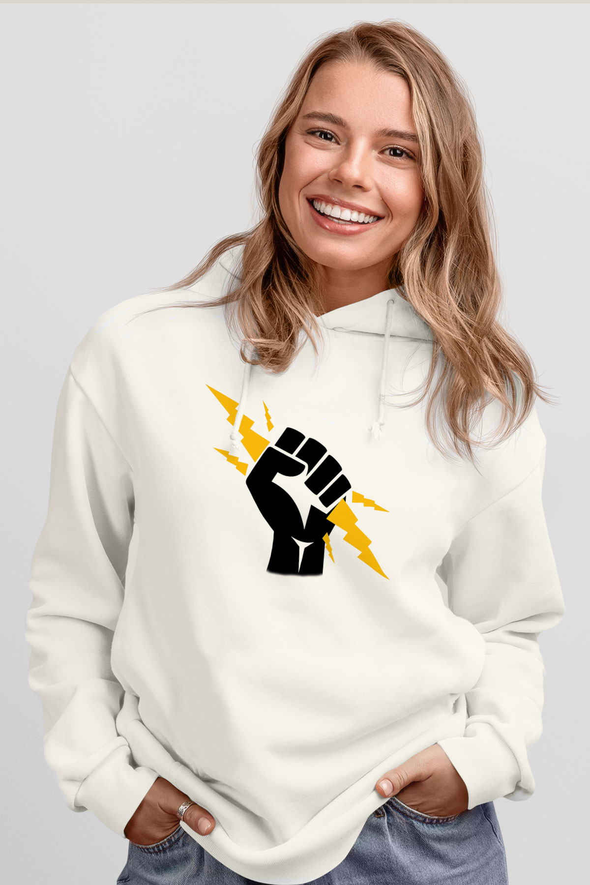 Elektrikçi Beyaz Unisex Hoodie