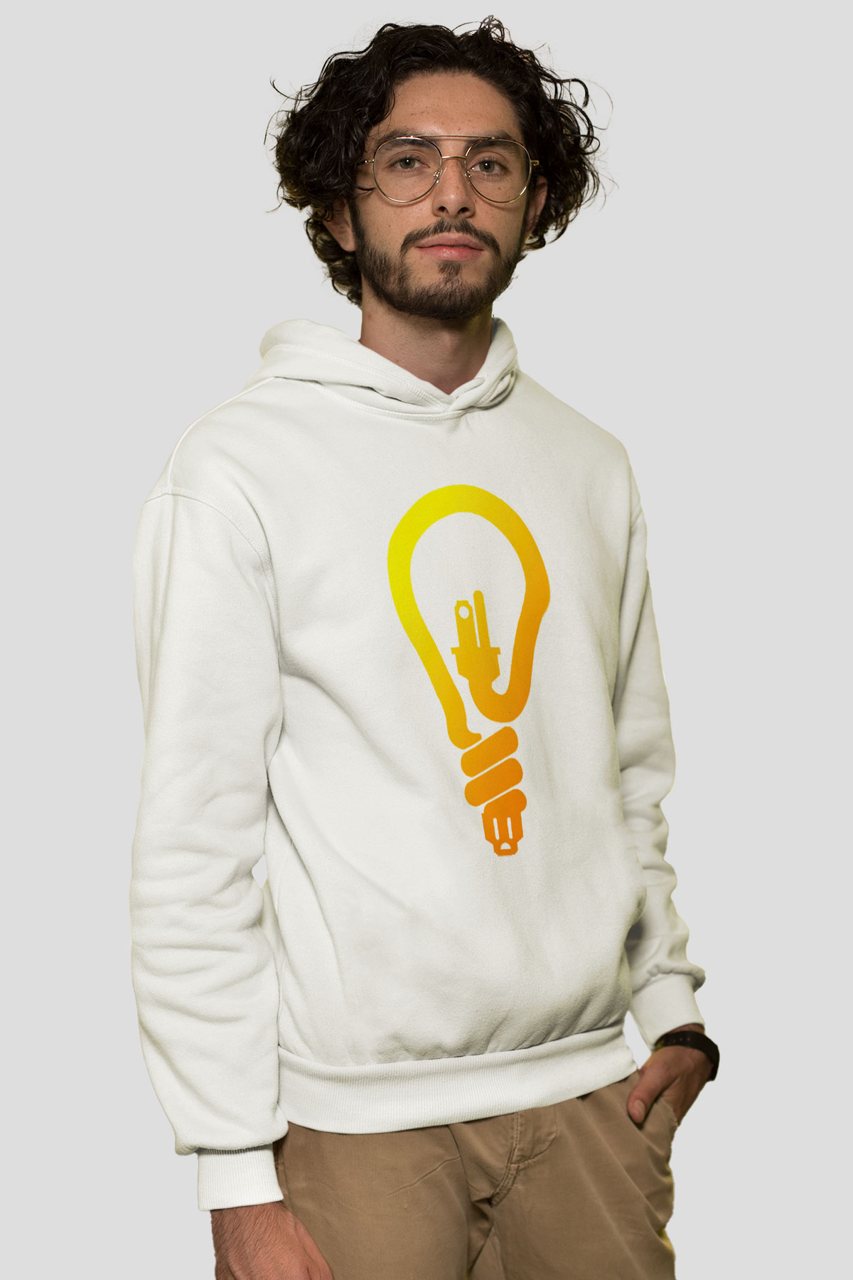 Elektrikçi Beyaz Unisex Hoodie