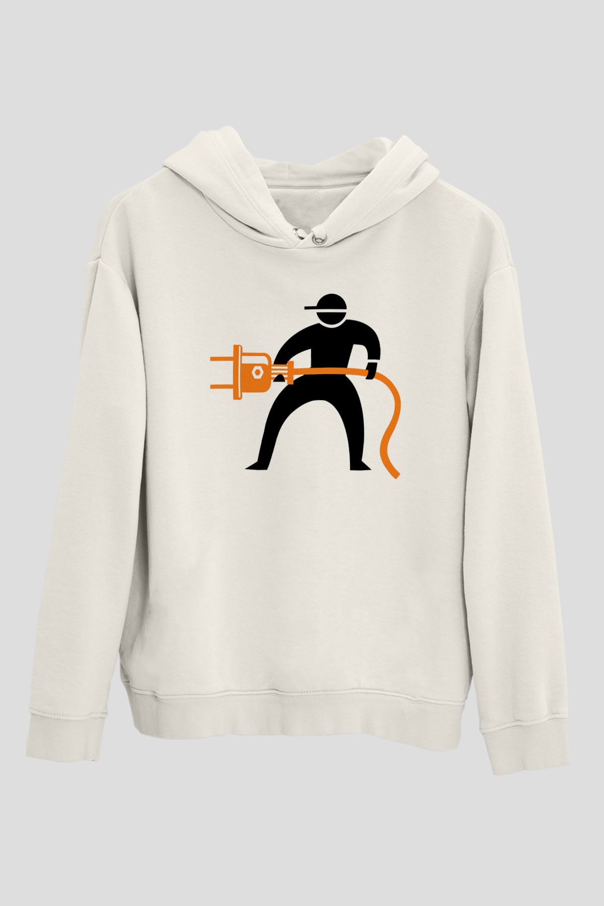 Elektrikçi Beyaz Unisex Hoodie