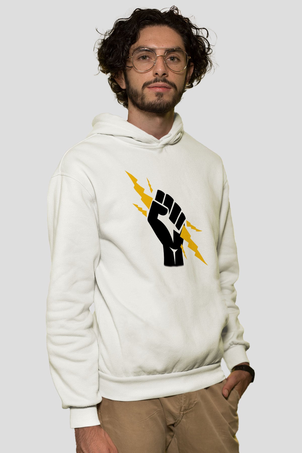 Elektrikçi Beyaz Unisex Hoodie