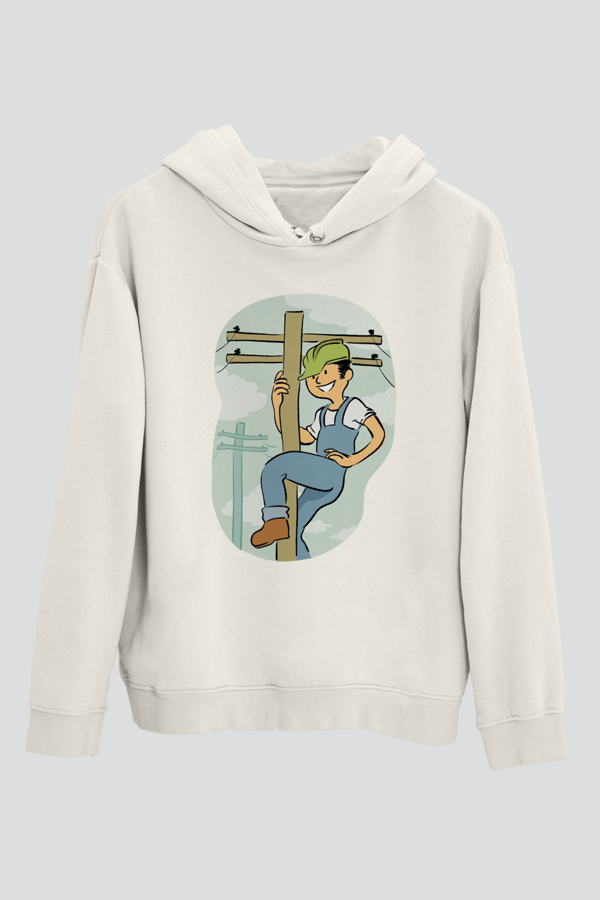Elektrikçi Beyaz Unisex Hoodie