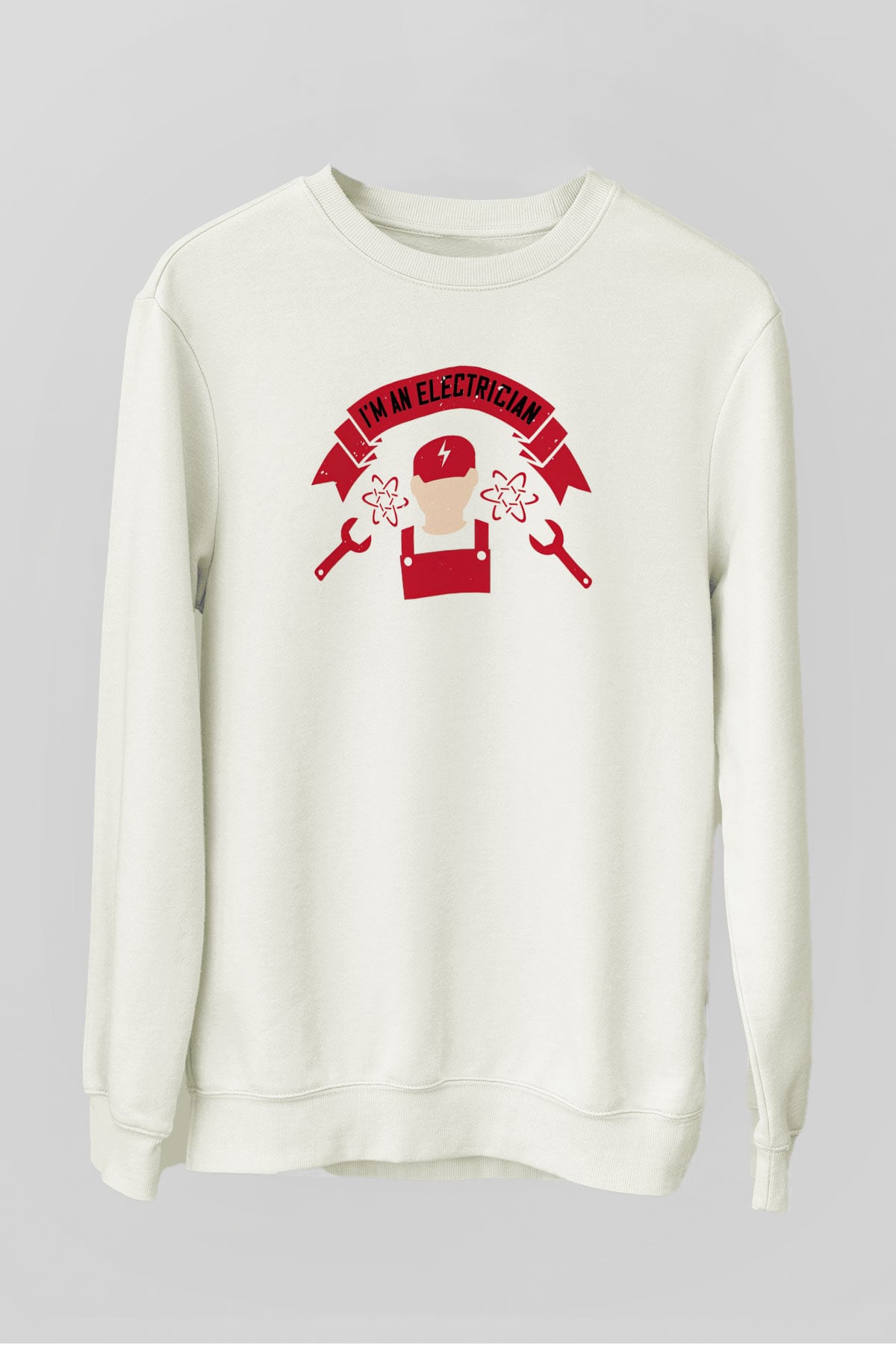 Elektrikçi Beyaz Unisex Sweatshirt