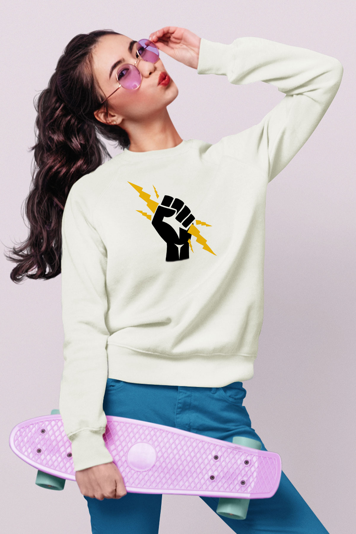 Elektrikçi Beyaz Unisex Sweatshirt