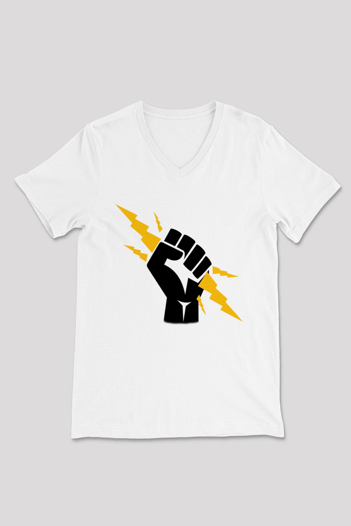 Elektrikçi Beyaz Unisex V Yaka Tişört T-Shirt