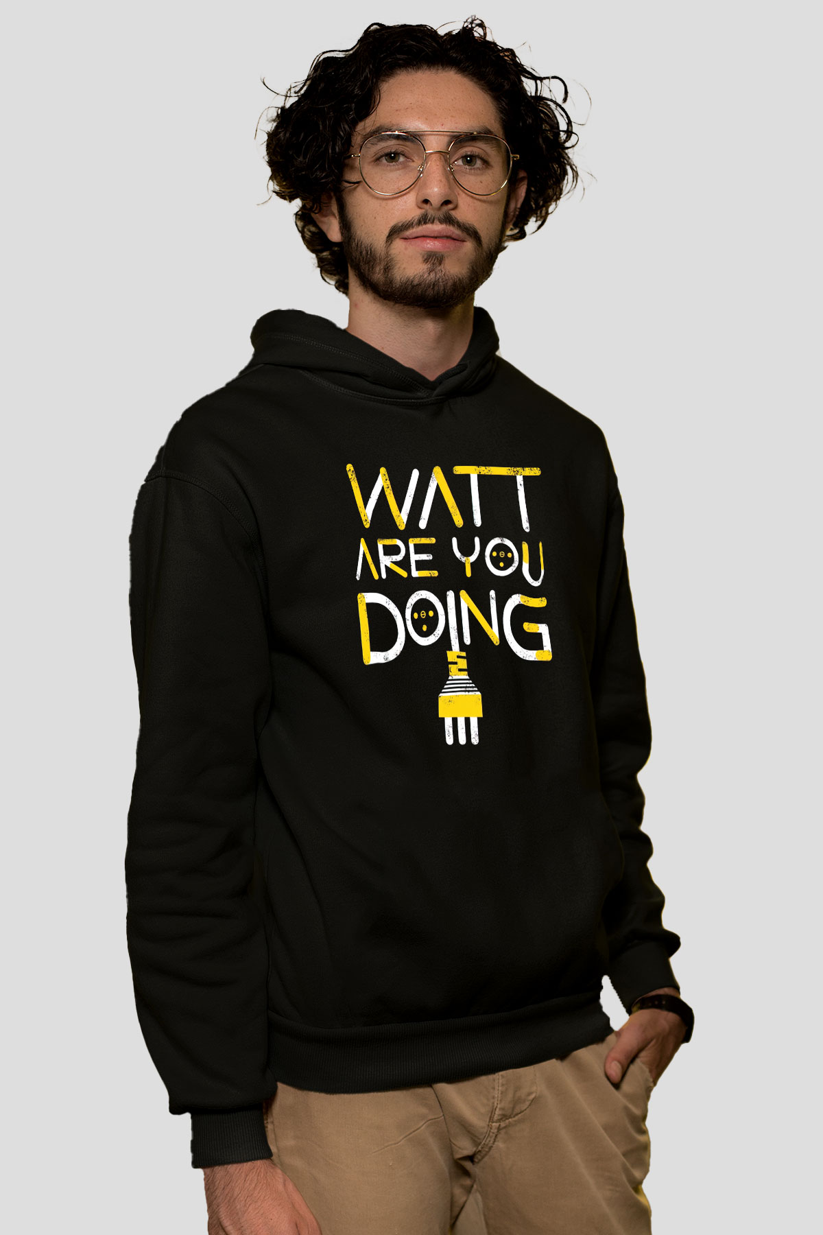 Elektrikçi Siyah Unisex Kapüşonlu Sweatshirt