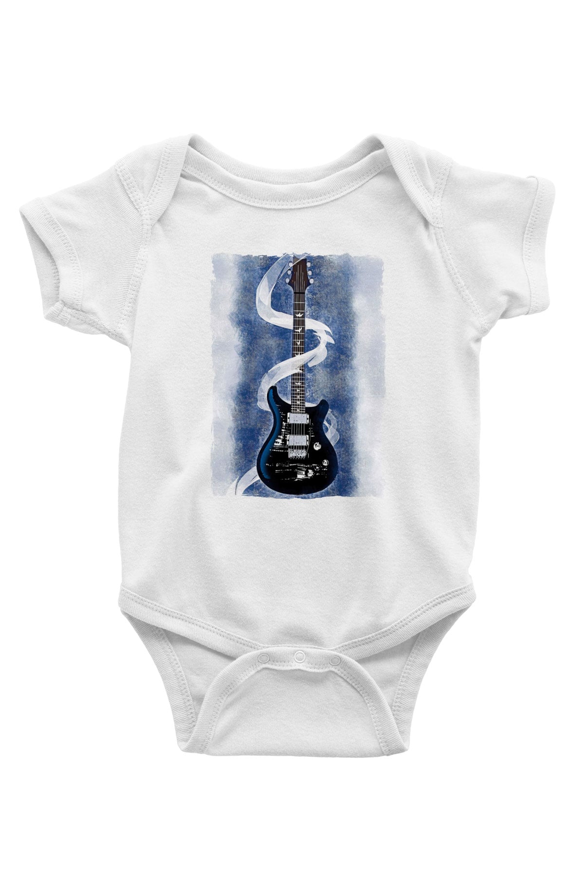 Elektro Gitar Baskılı Beyaz Unisex Bebek Body - Zıbın