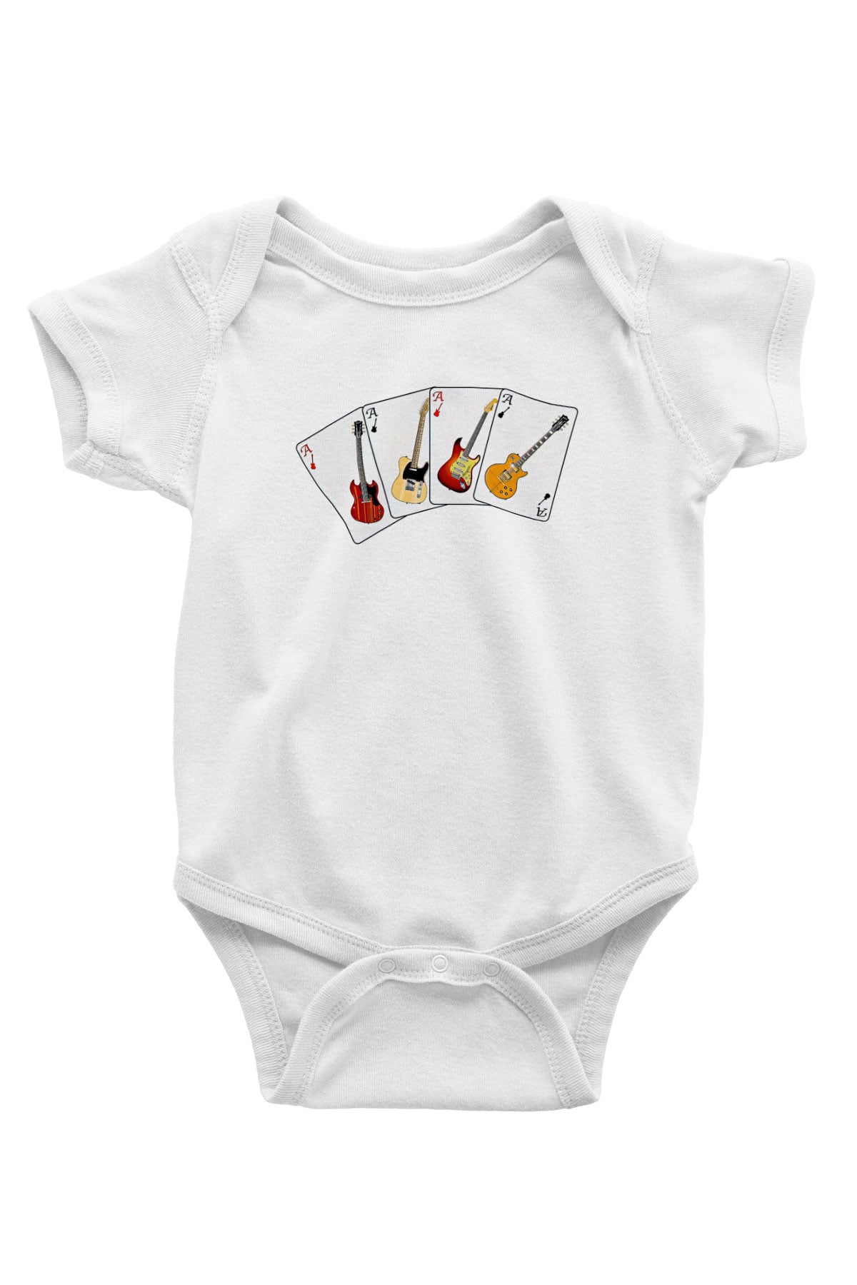 Elektro Gitar Baskılı Beyaz Unisex Bebek Body - Zıbın
