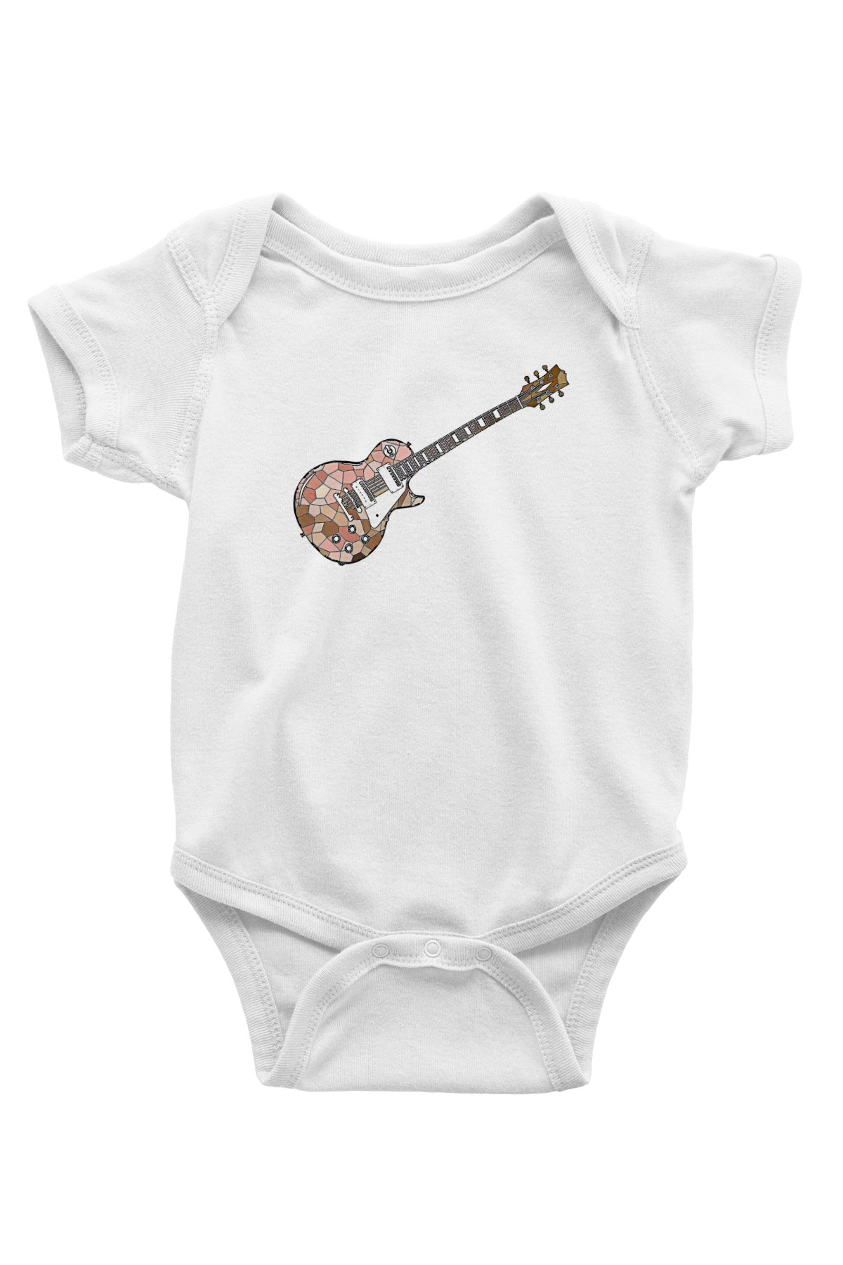 Elektro Gitar Baskılı Beyaz Unisex Bebek Body - Zıbın