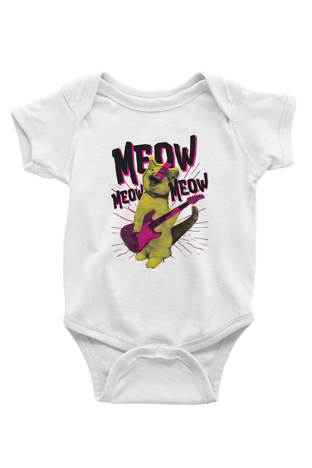Elektro Gitar Baskılı Beyaz Unisex Bebek Body - Zıbın