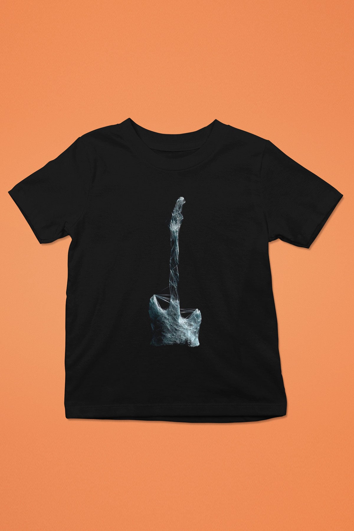 Elektro Gitar Baskılı Unisex Siyah Çocuk Tişört - Tshirt