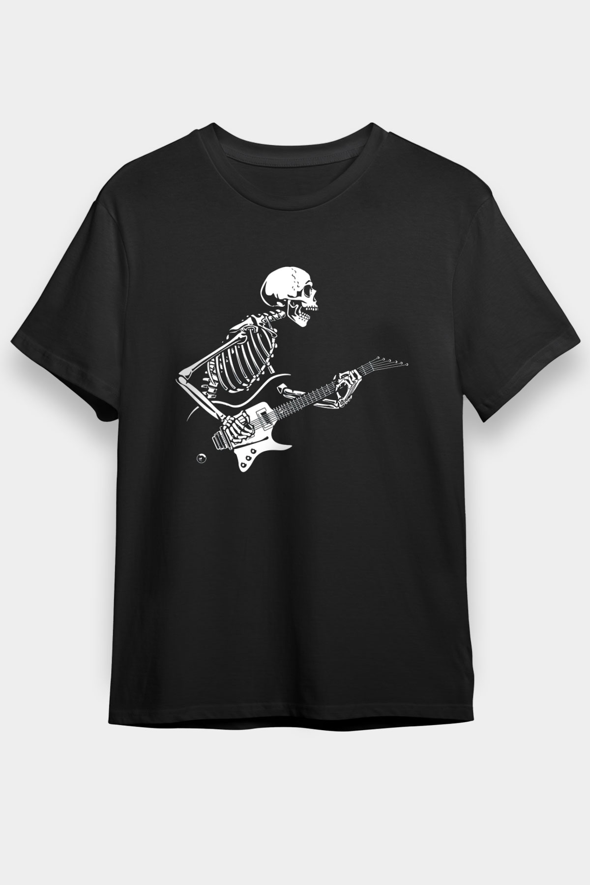 Elektro Gitar Baskılı Unisex Siyah Tişört - Tshirt