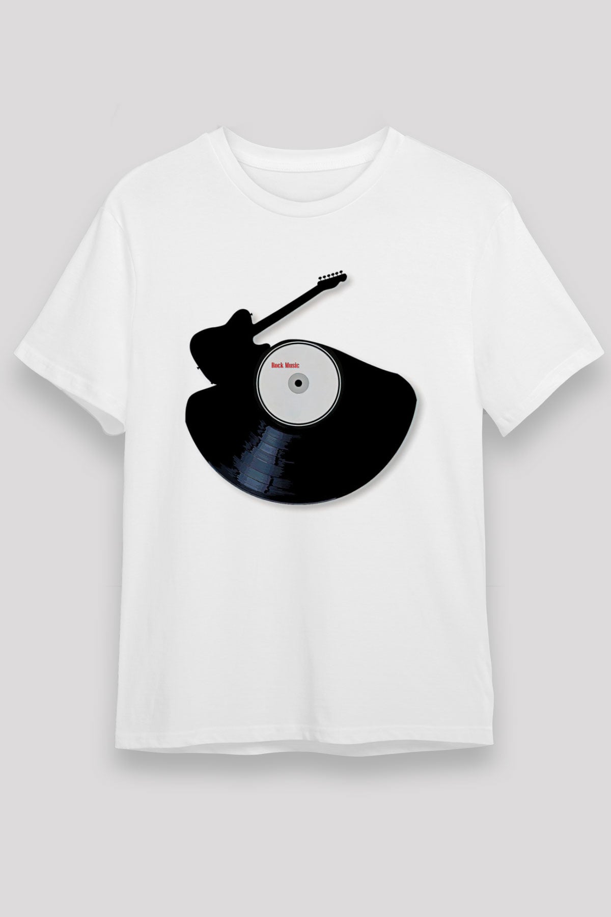 Elektro Gitar Unisex Baskılı Beyaz Tişört - Tshirt