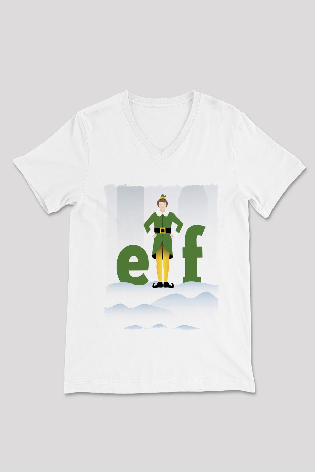 Elf Beyaz Unisex V Yaka Tişört