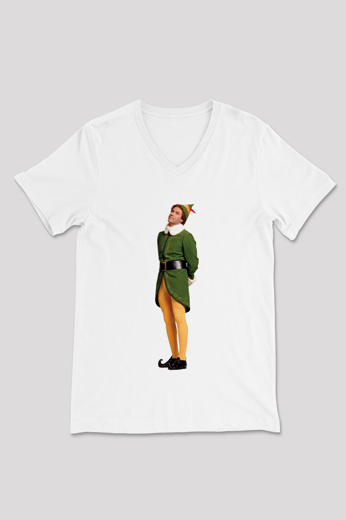 Elf Beyaz Unisex V Yaka Tişört