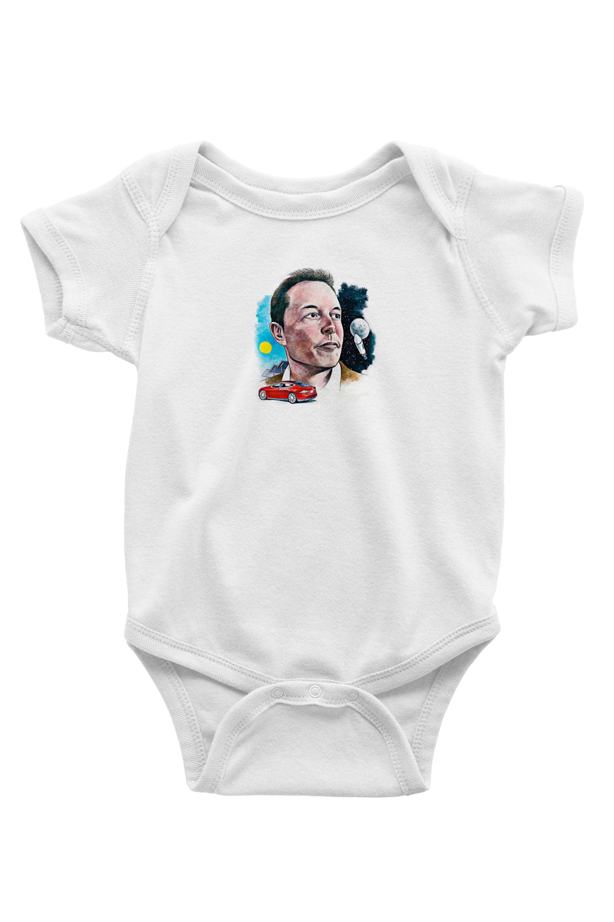 Elon Musk Baskılı Beyaz Unisex Bebek Body - Zıbın