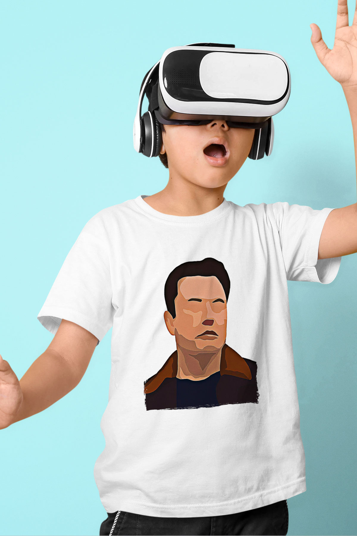 Elon Musk Baskılı Beyaz Unisex Beyaz Çocuk Tişört - Tshirt
