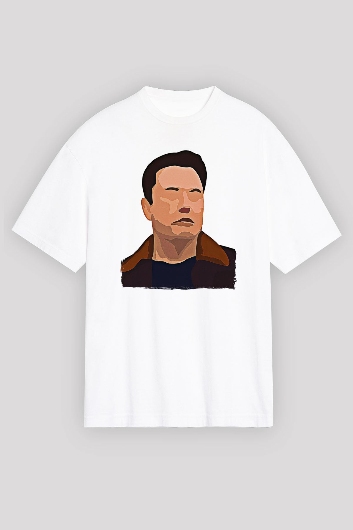 Elon Musk Baskılı Beyaz Unisex Oversize Tişört - Tshirt
