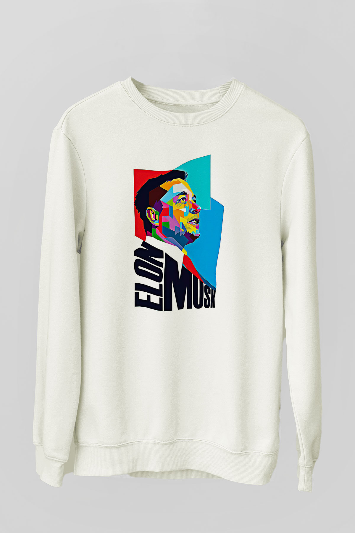 Elon Musk Baskılı Beyaz Unisex Sweatshirt