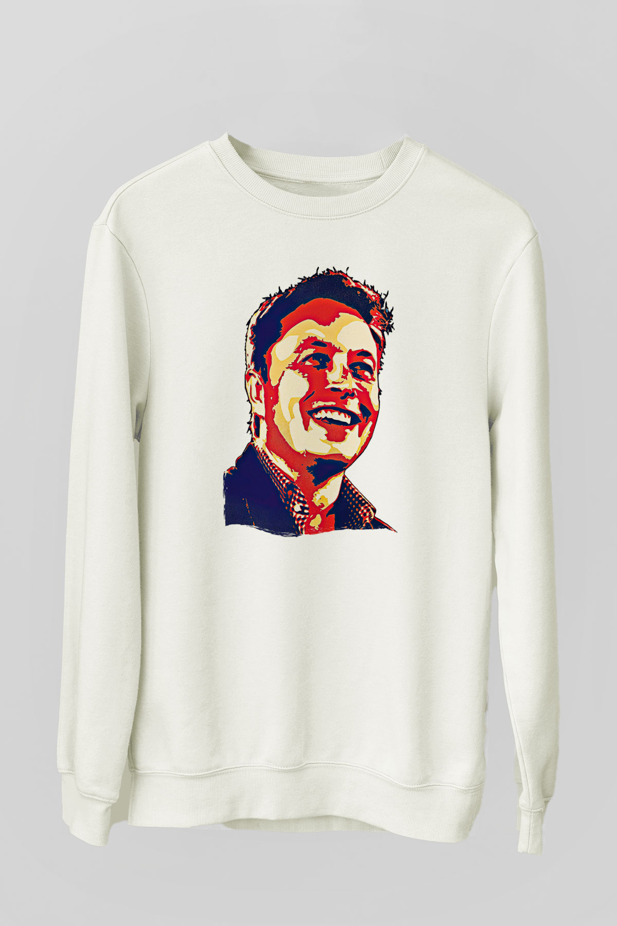 Elon Musk Baskılı Beyaz Unisex Sweatshirt