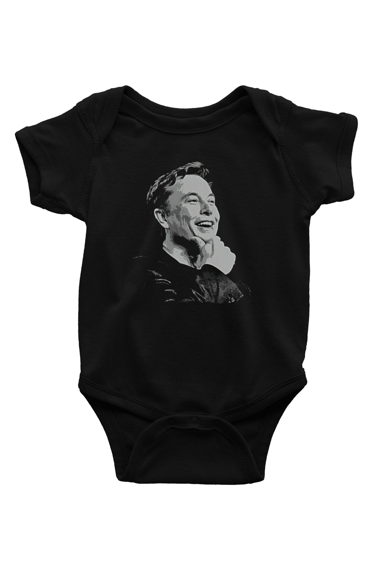 Elon Musk Baskılı Unisex Siyah Bebek Body - Zıbın