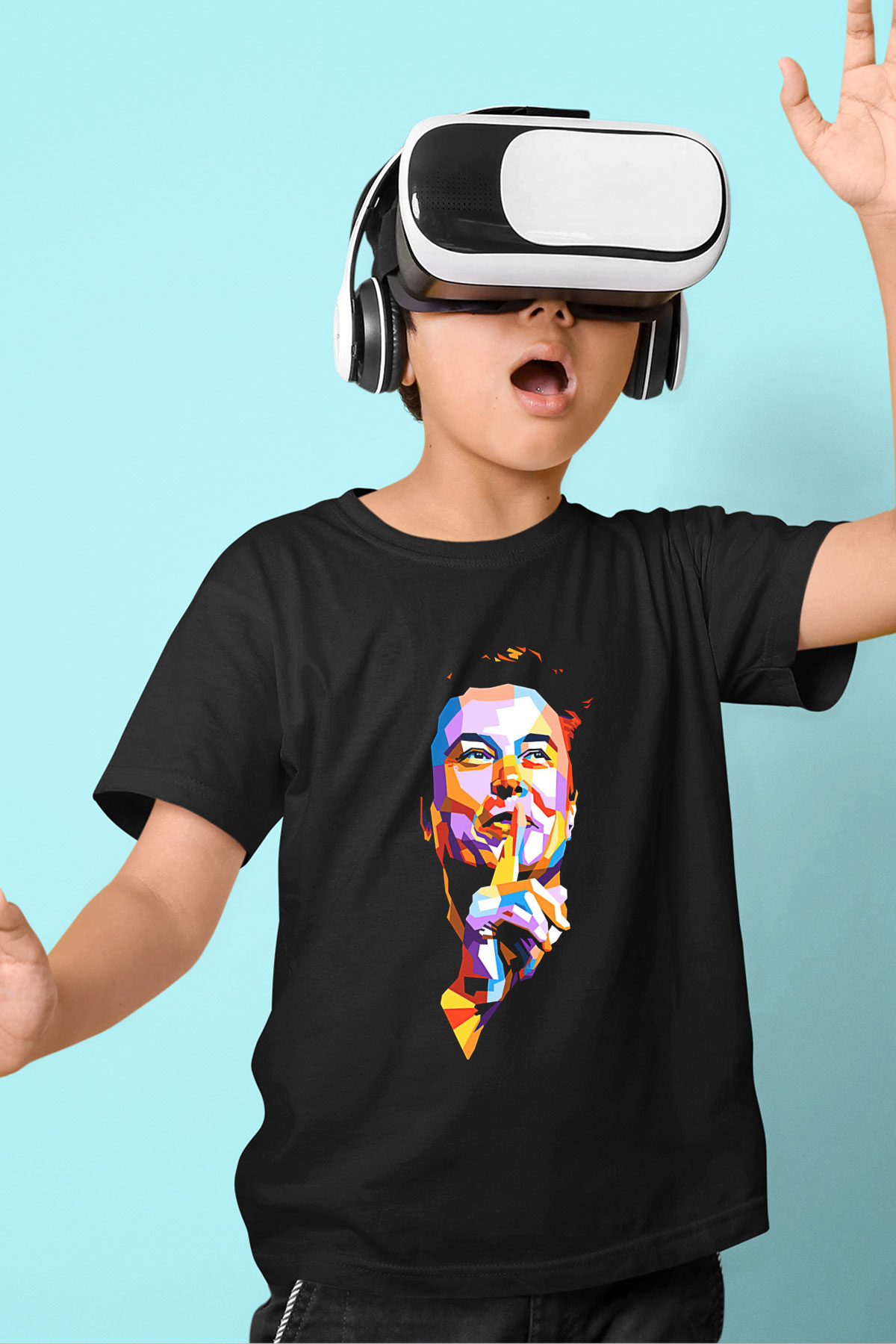 Elon Musk Baskılı Unisex Siyah Çocuk Tişört - Tshirt