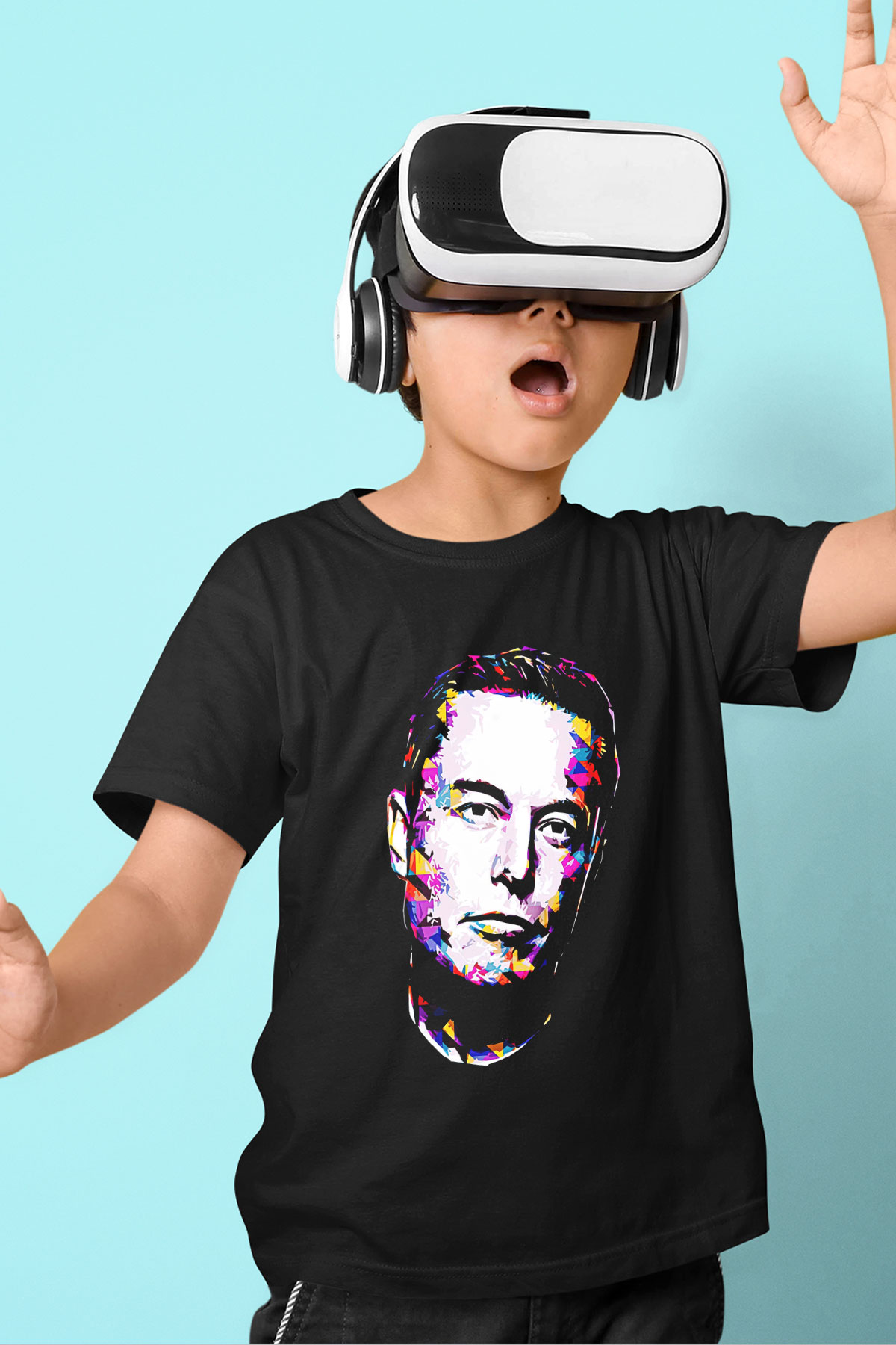 Elon Musk Baskılı Unisex Siyah Çocuk Tişört - Tshirt
